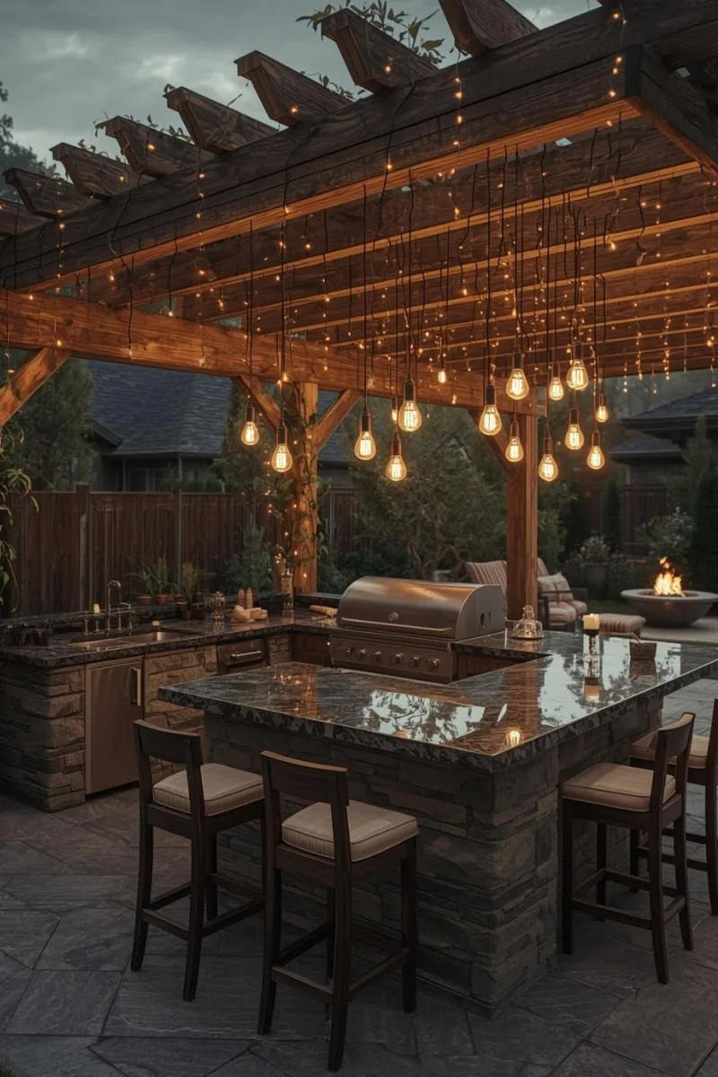 Pergola with Hanging Lights