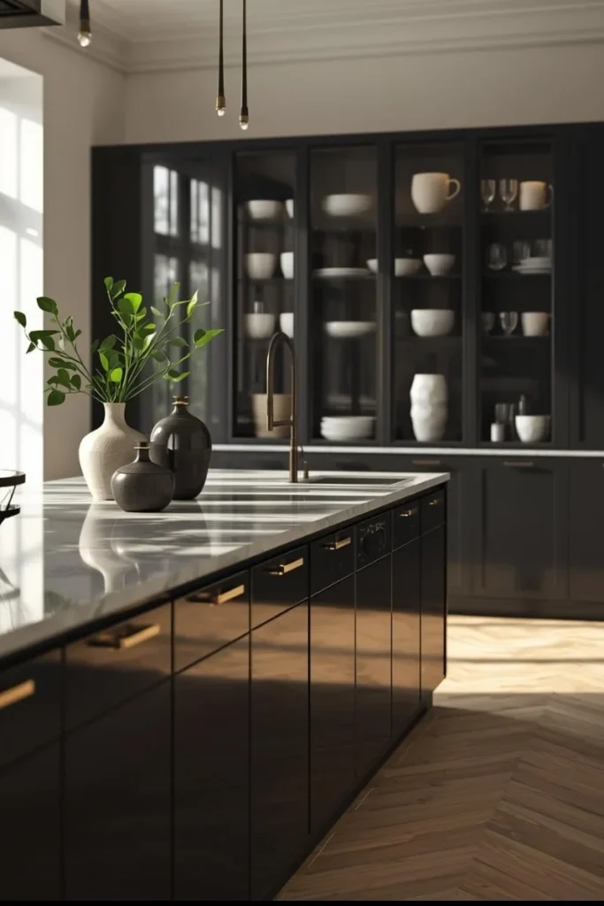 Black Glass Cabinets for Sophisticated Display