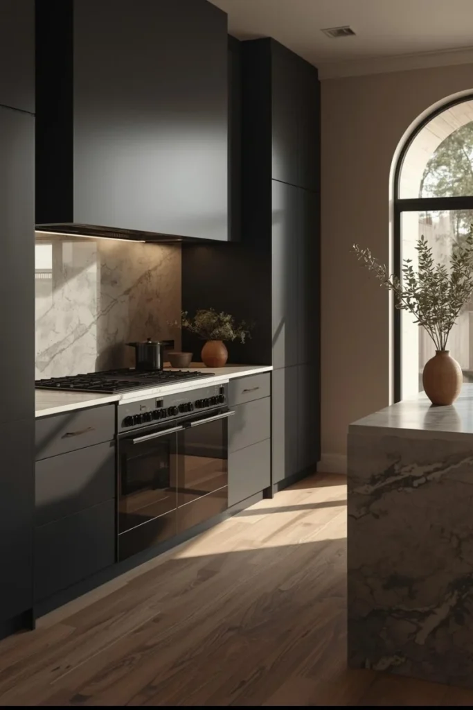 Black Range Cabinets for Seamless Appliances