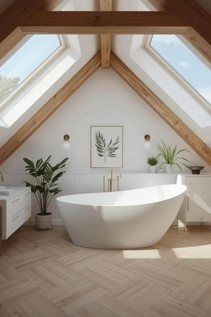 Attic Bathroom with Statement Bathtub