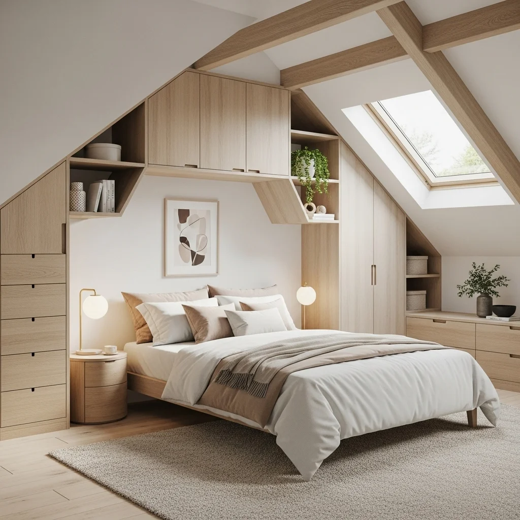 Attic Bedroom with Built-In Storage