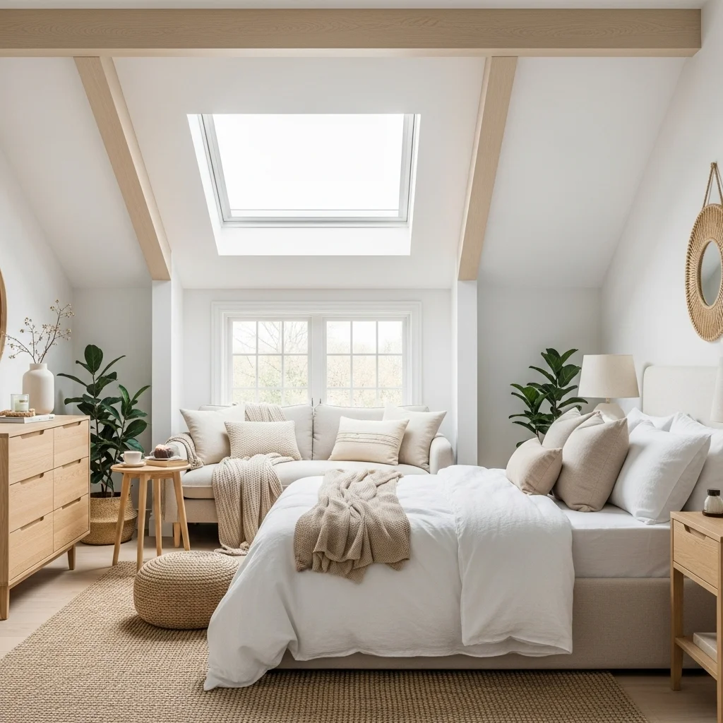 Attic Bedroom with Skylight and Seating Area
