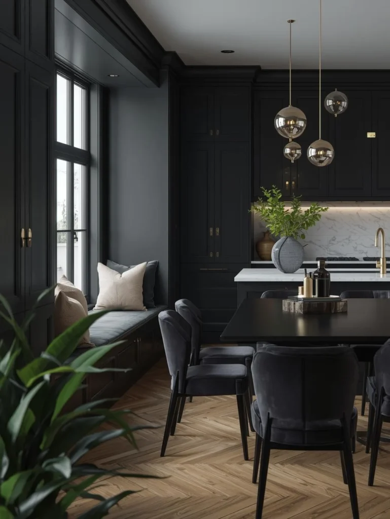 Black Breakfast Nook for Cozy Contrast