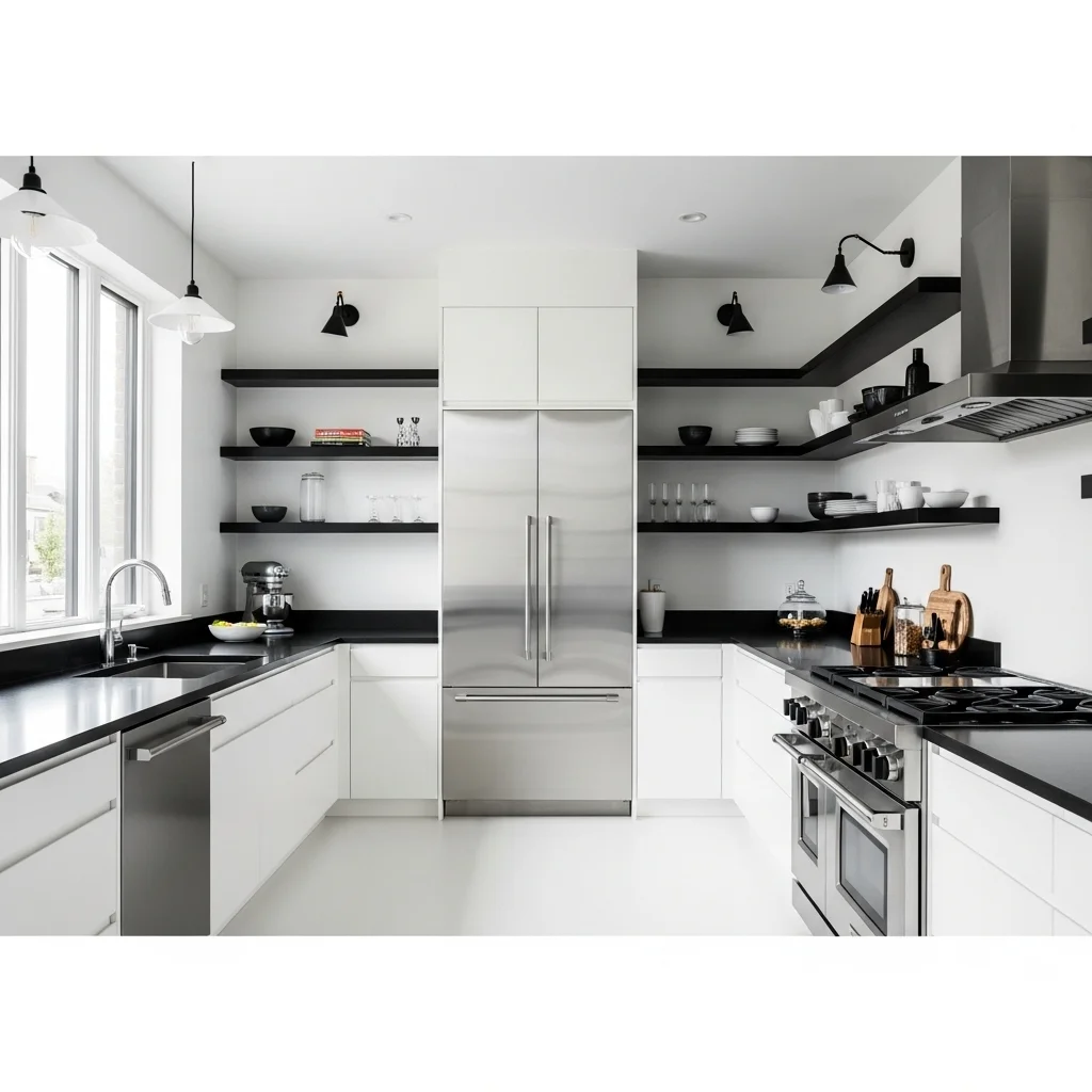  Black Shelving with White Walls