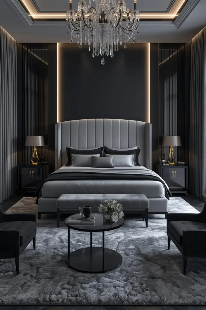 Black and Grey Bedroom with Luxury Hotel Inspiration