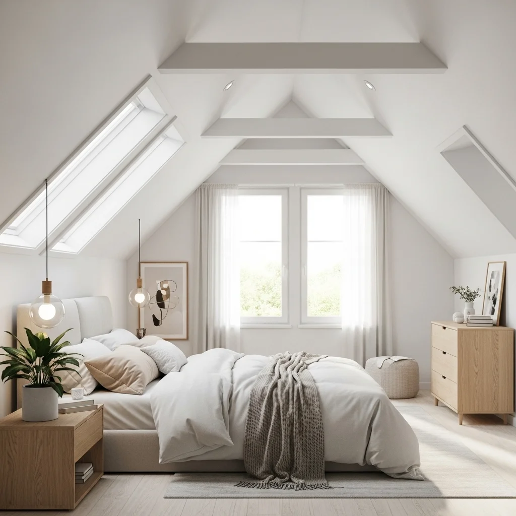  Bright and Airy White Attic Bedroom
