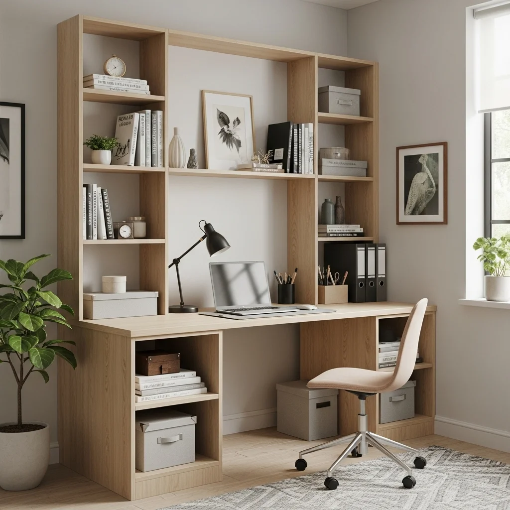 Built-In Desk with Shelves