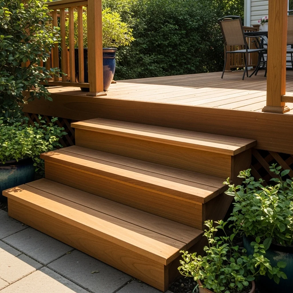 . Classic Wooden Deck Stairs with a Timeless Appeal