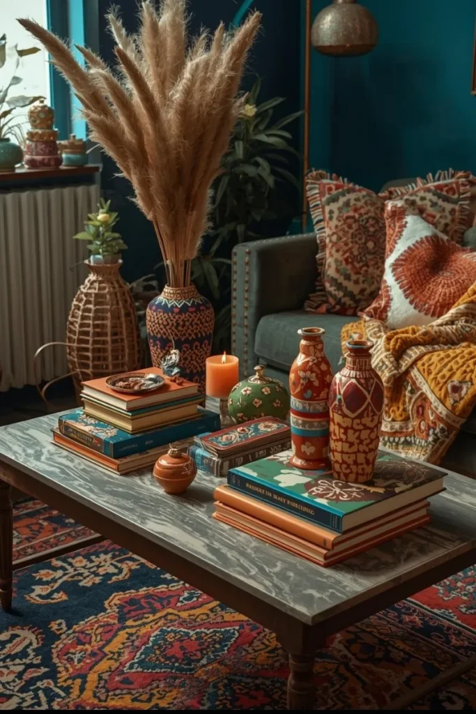 Coffee Table with Books and Trinkets