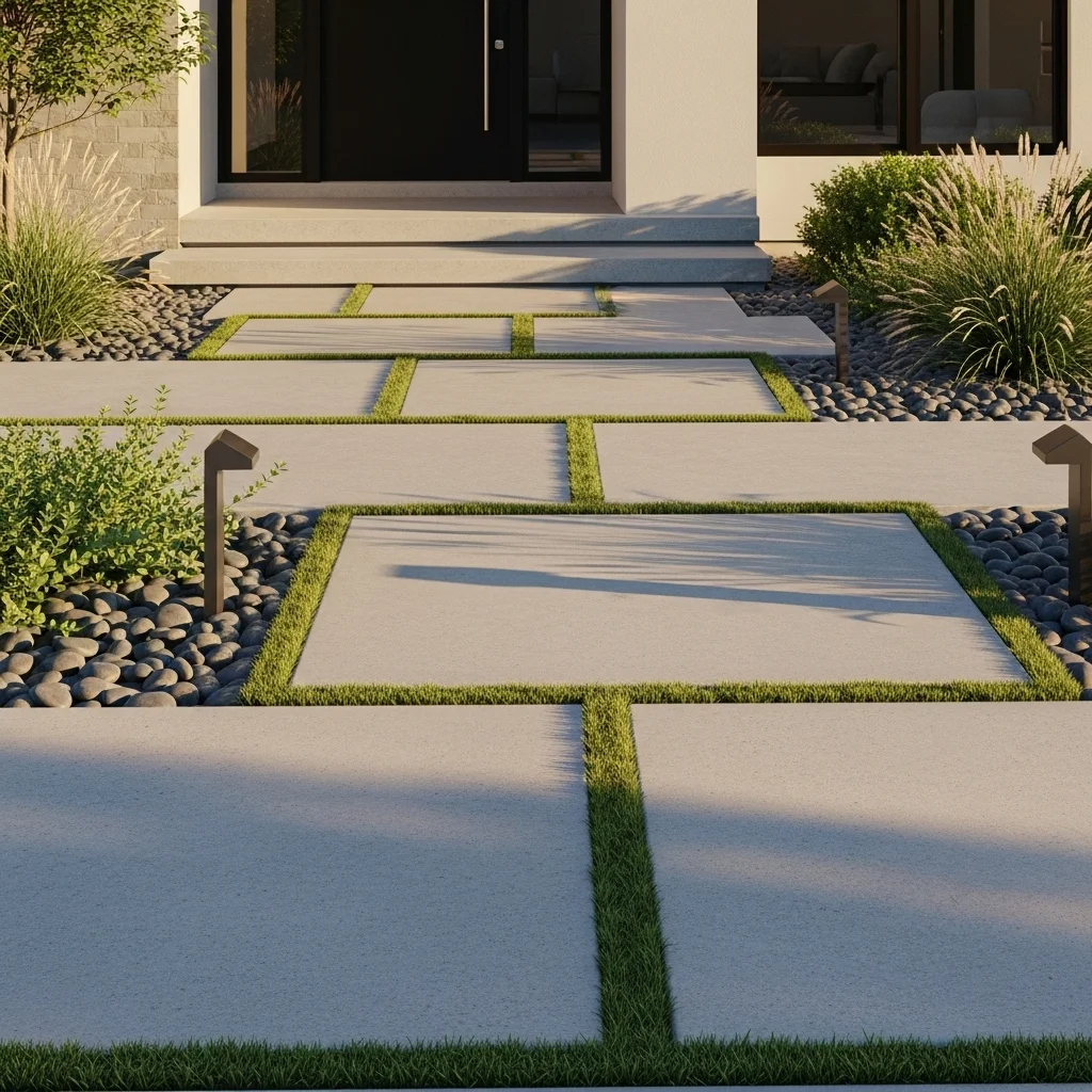 Concrete Pavers with Grass Inlays