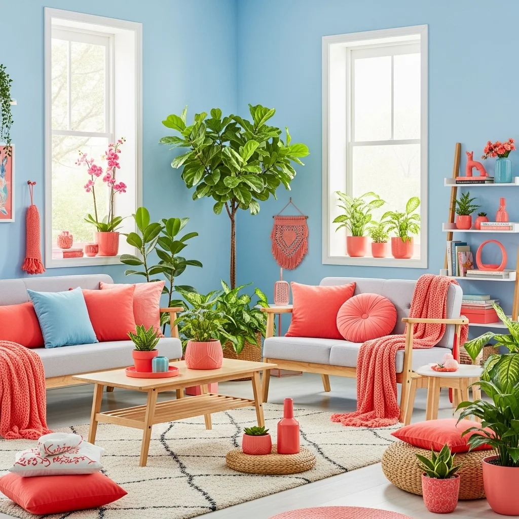  Coral and Blue for Fresh Vibrance