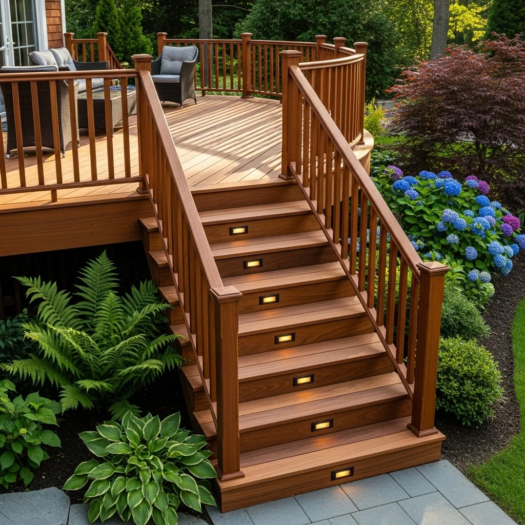 Curved Deck Stairs for a Dramatic Entrance