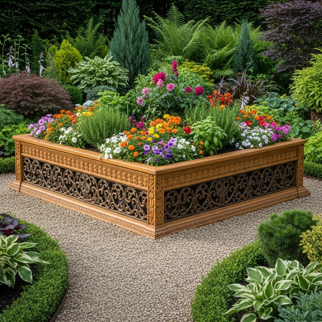 Decorative Raised Garden Bed with Borders