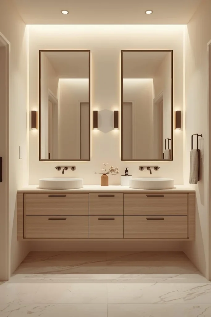 Double Mirrors for Shared Vanities