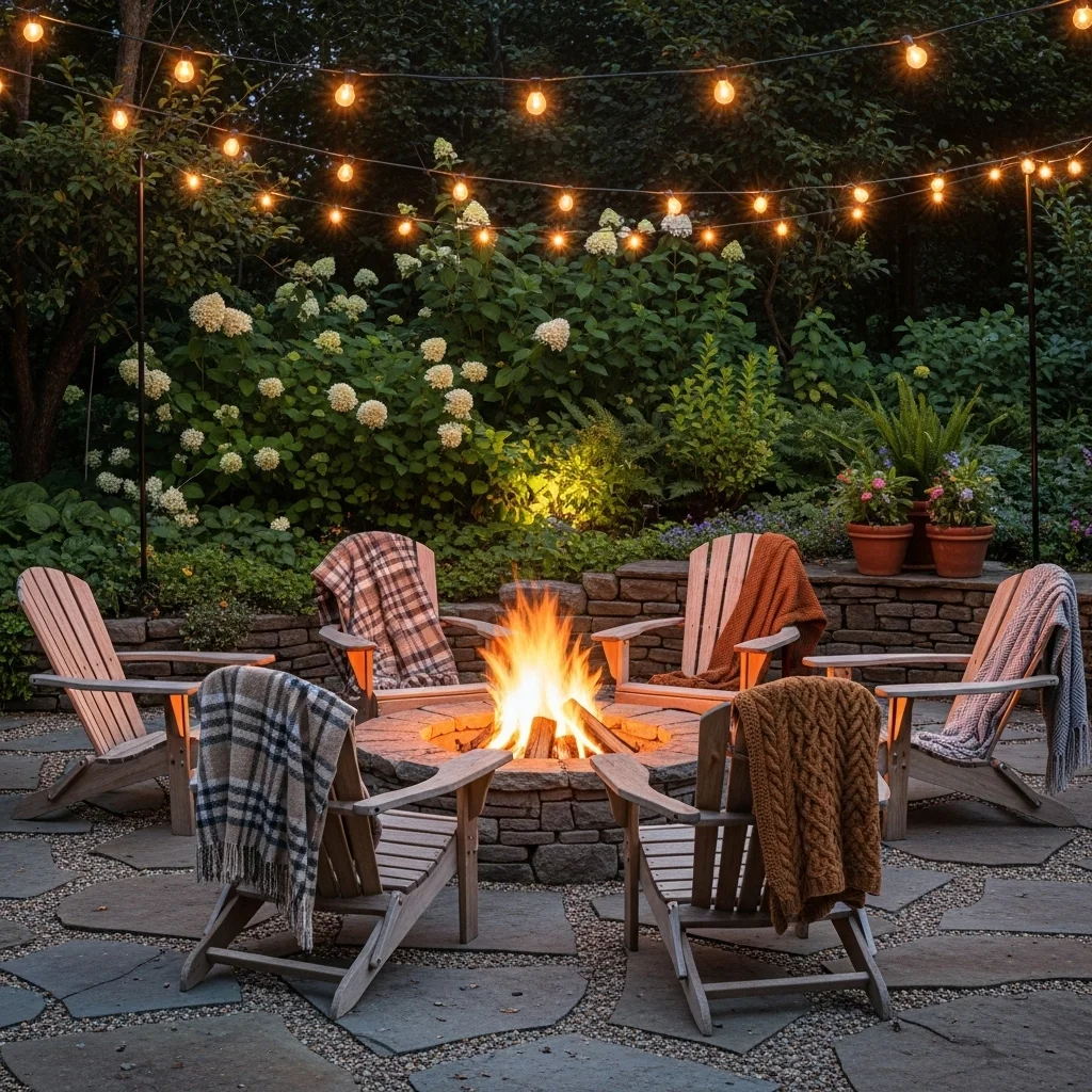 Fire Pit with Adirondack Chairs
