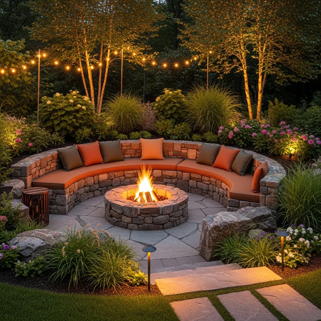 Fire Pit with Built-In Seating
