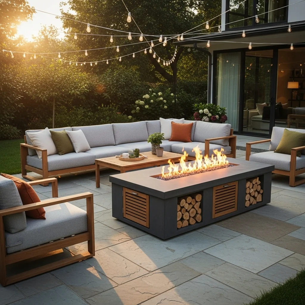 Fire Pit with Built-In Storage