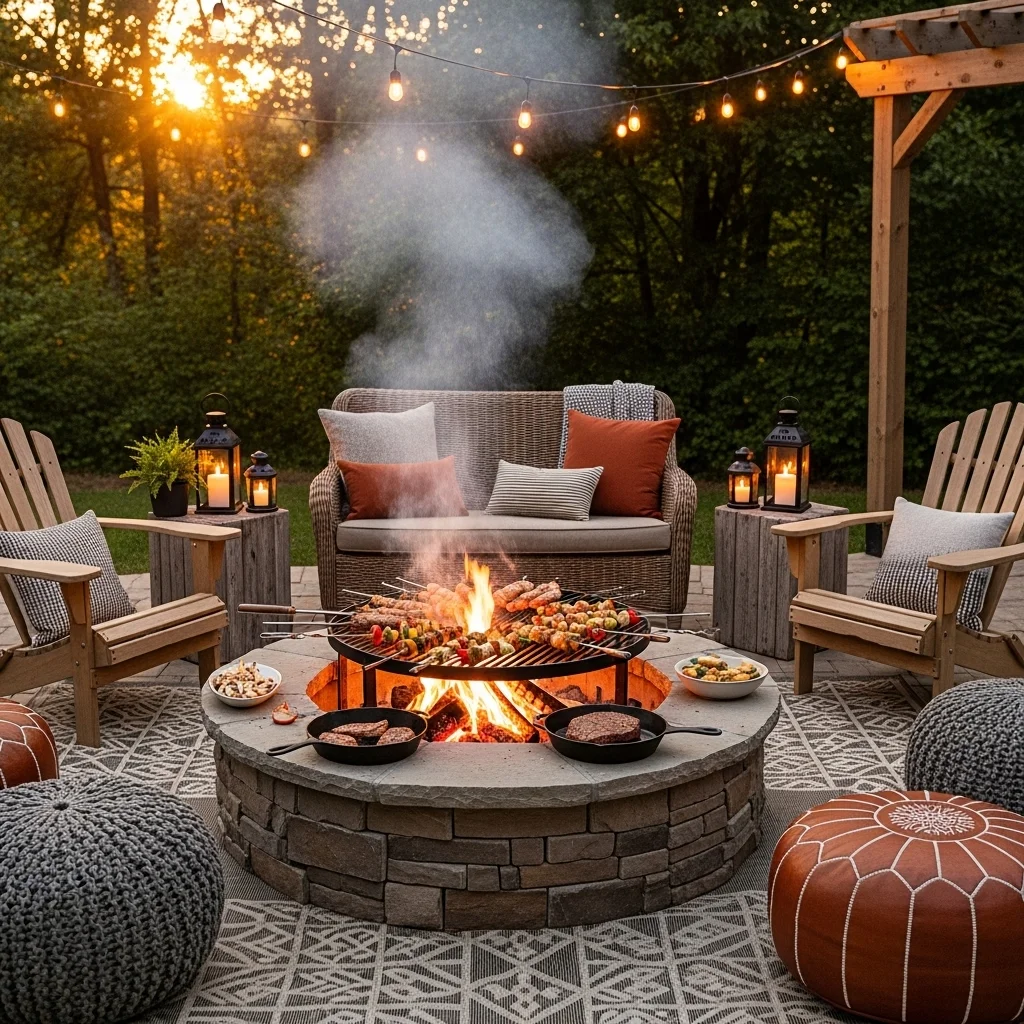  Fire Pit with Cooking Grill