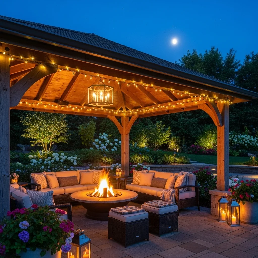 Fire Pit with Cozy Pavilion