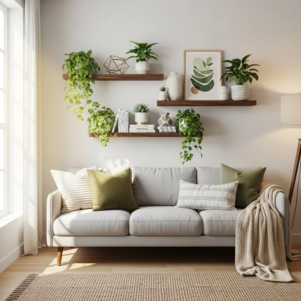 Floating Shelves with Decor