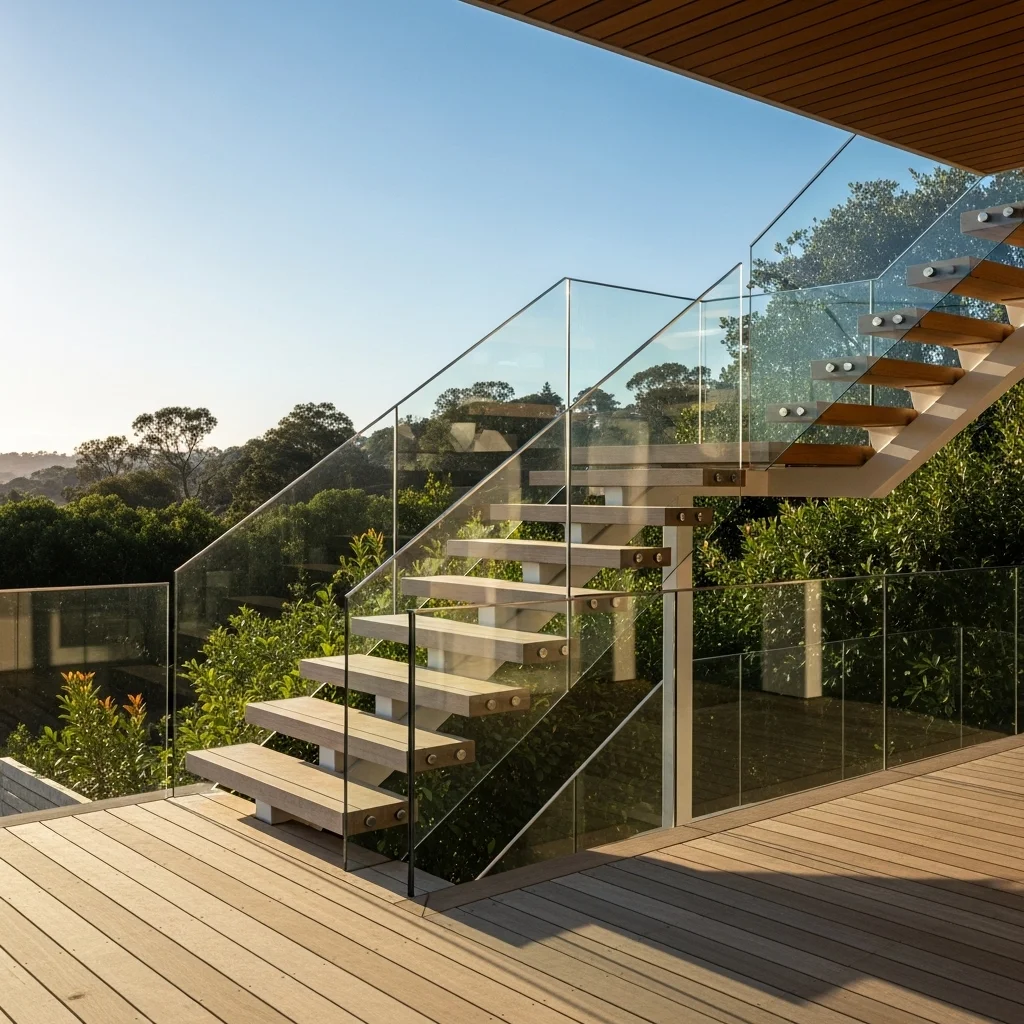  Glass-Railed Deck Stairs for Modern Elegance