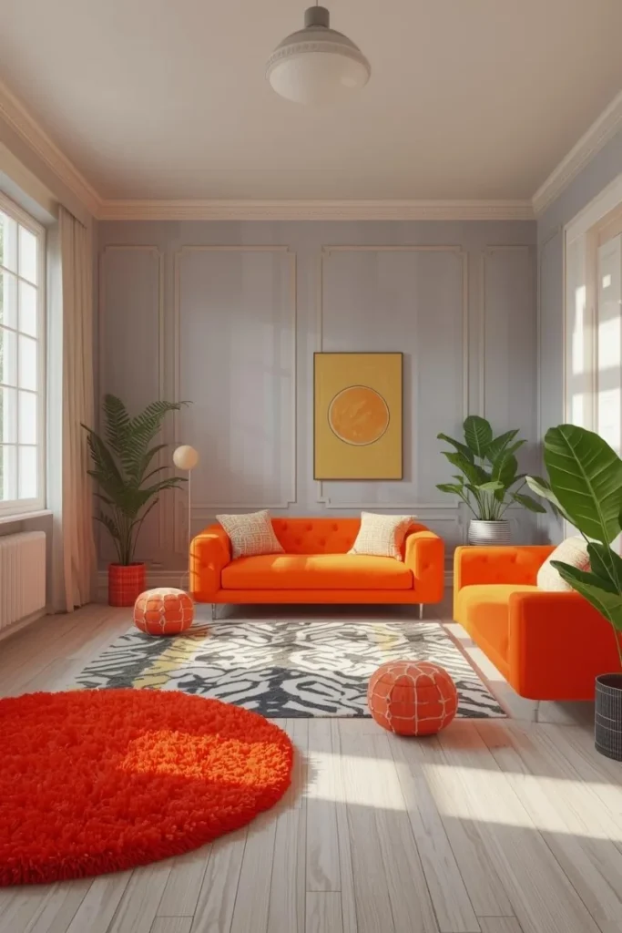 Gray and Orange for Playful Contrast