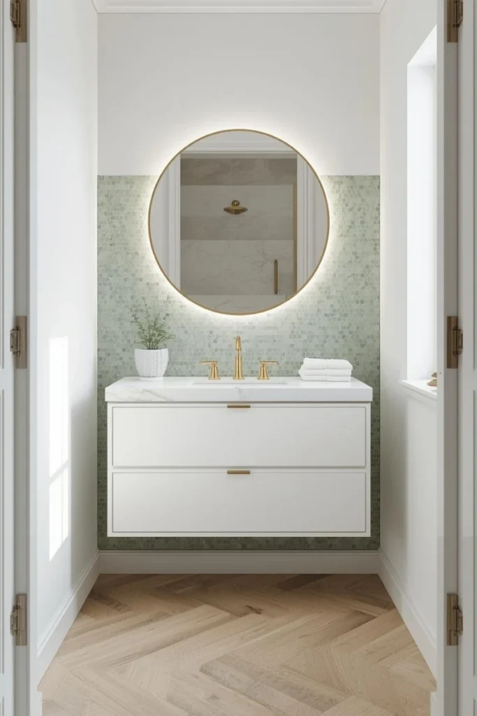 Green Mosaic Backsplash for Subtle Texture