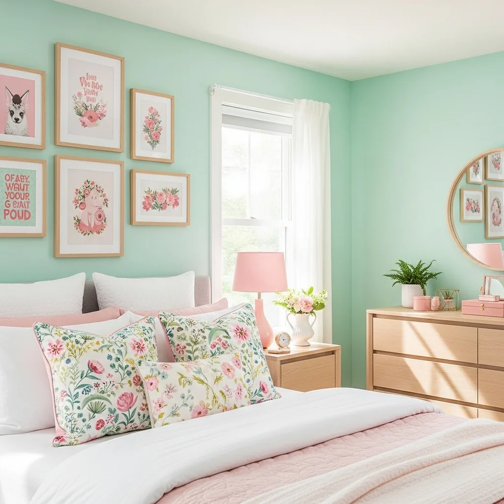Green and Pink for Playful Charm
