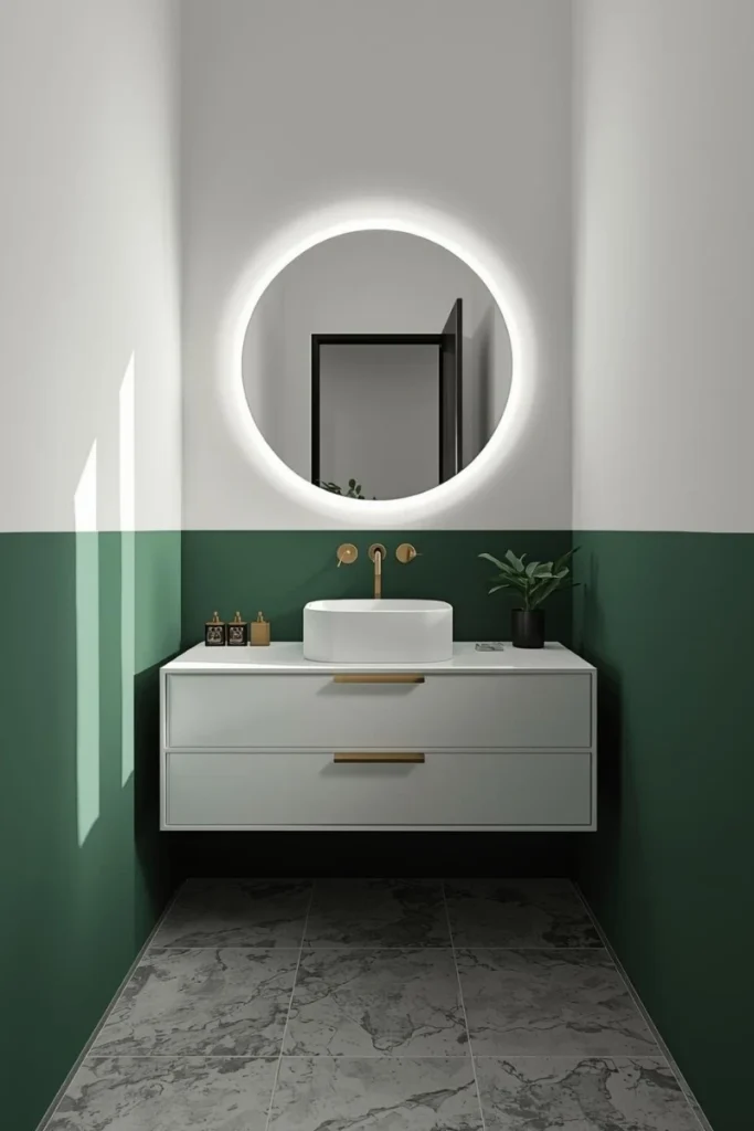  Green and White Color Block Design