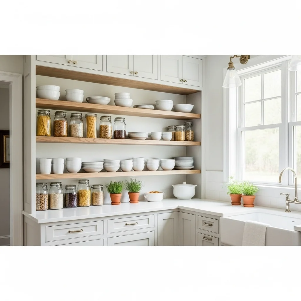 Kitchen Built-In Shelves for Open Storage