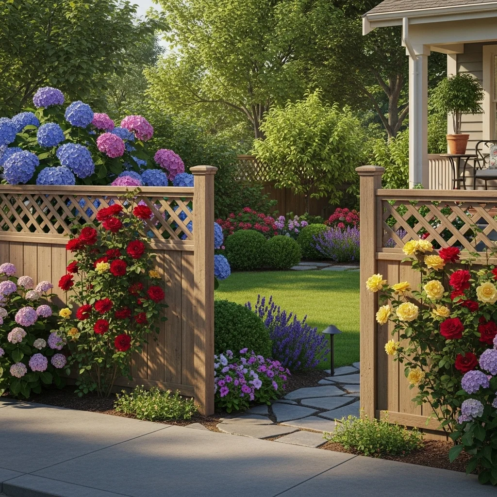 Lattice-Top Wooden Fence