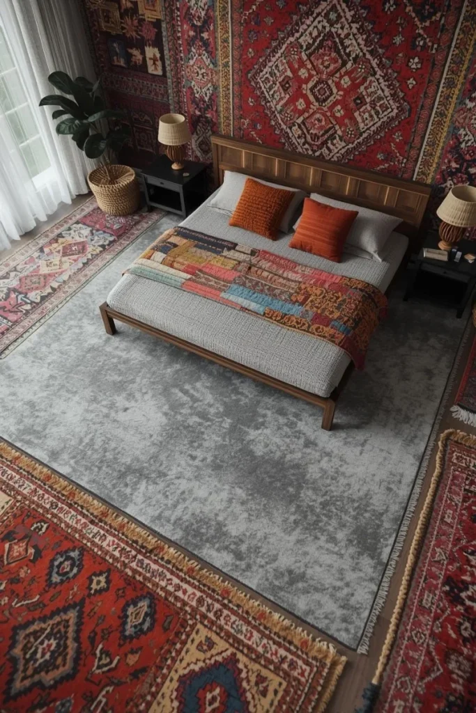 Layered Rugs for Bohemian Style