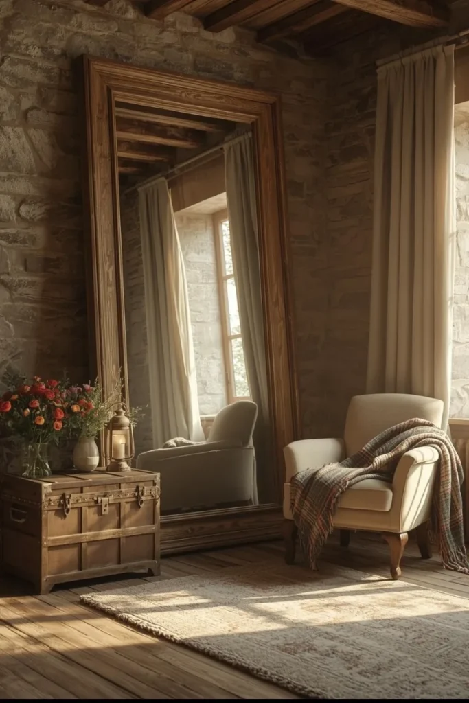 Leaning Rustic Mirror