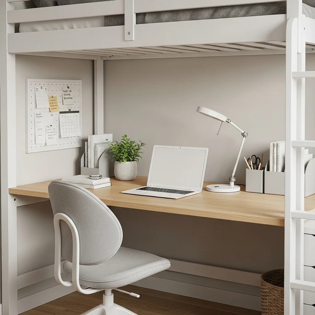 Loft Bed with a Compact Workstation