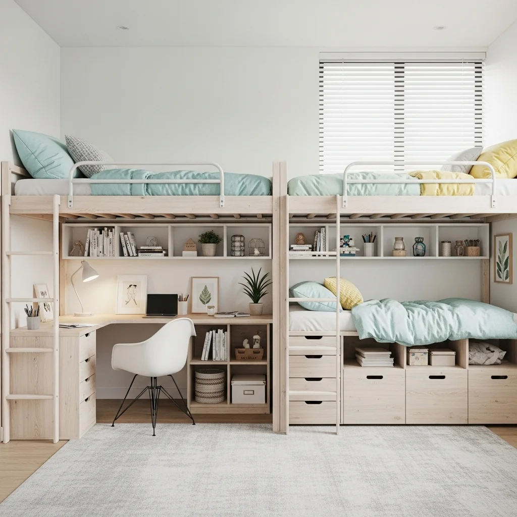 Loft Beds with Desks or Storage Underneath
