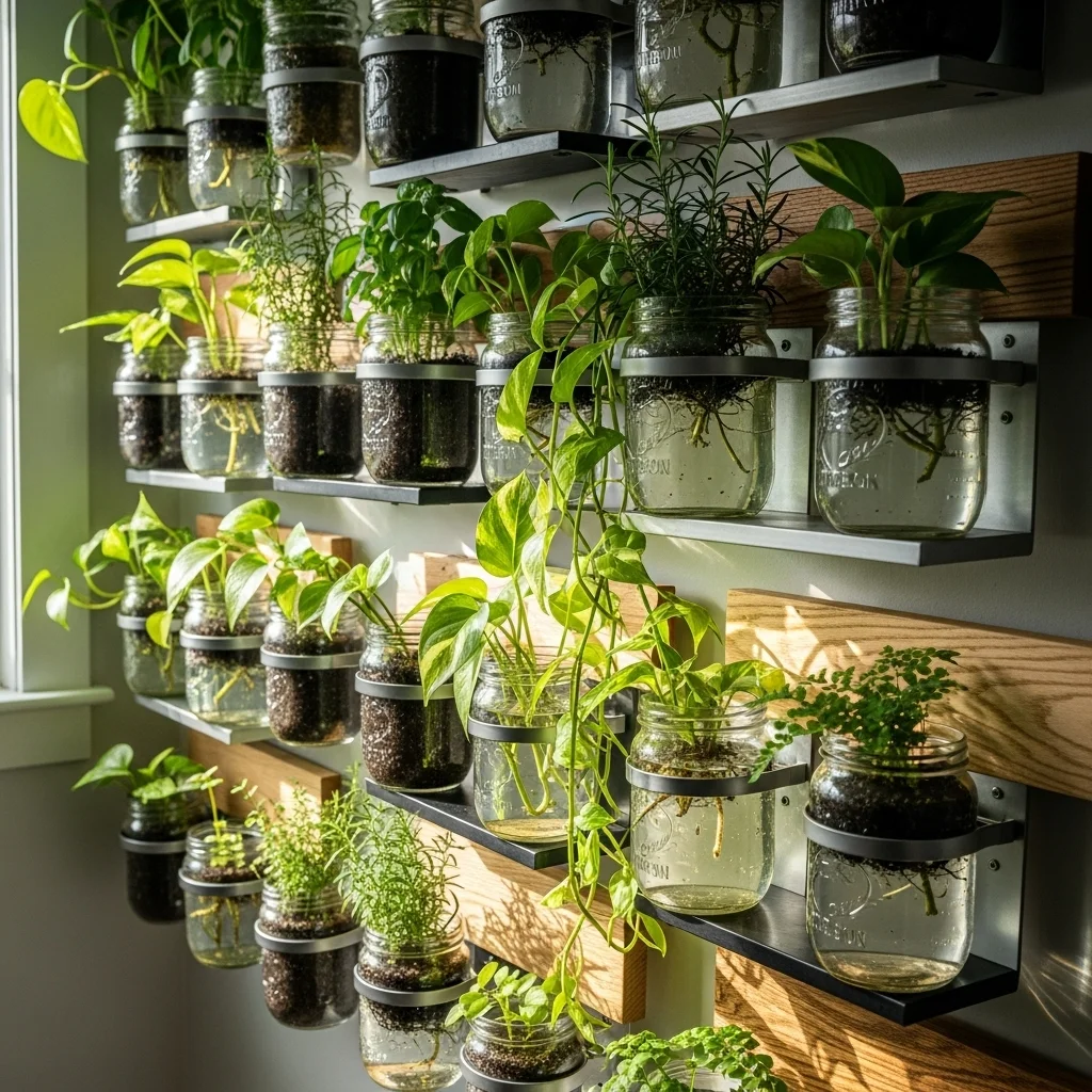  Mason Jar Plant Wall