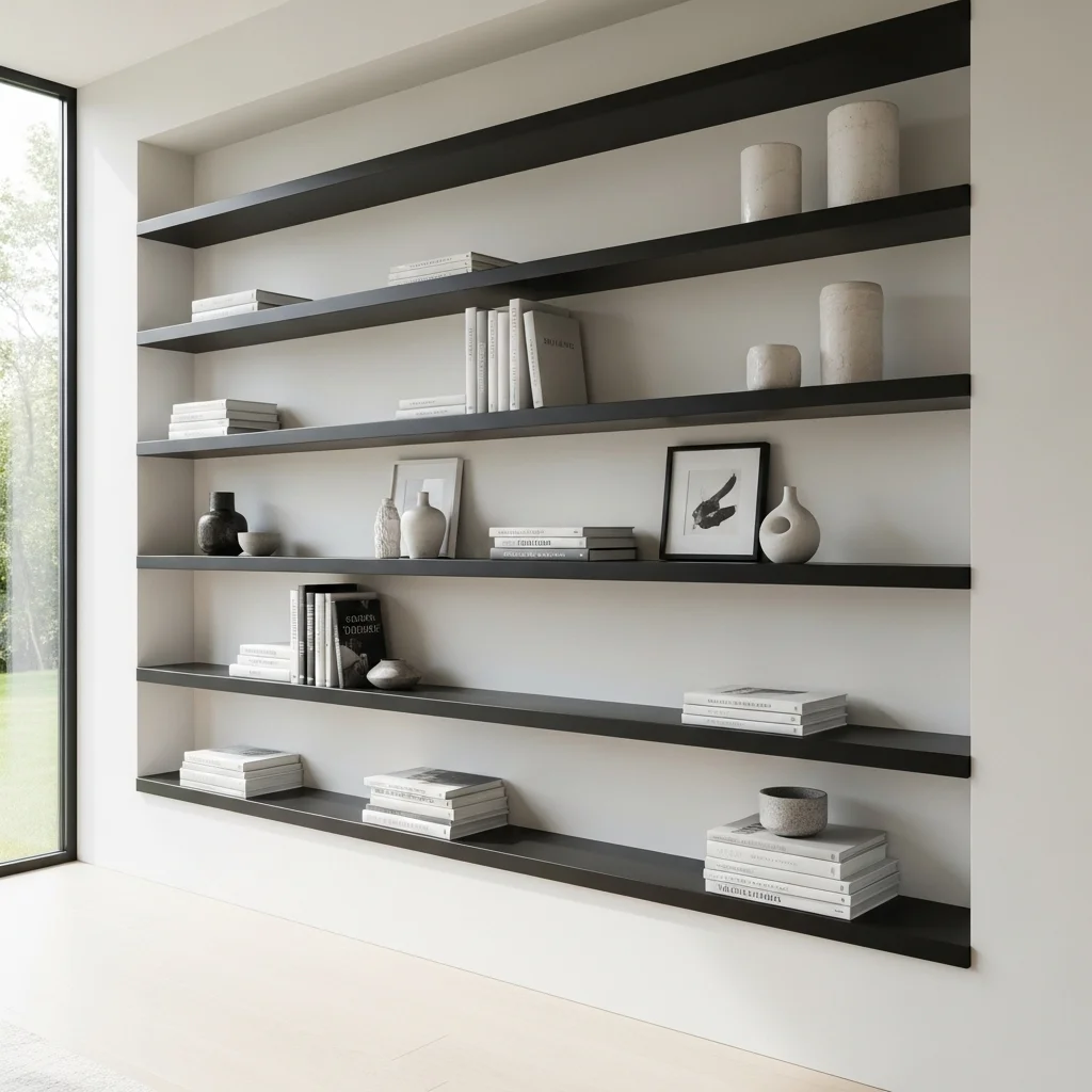 Minimalist Floating Built-In Shelves