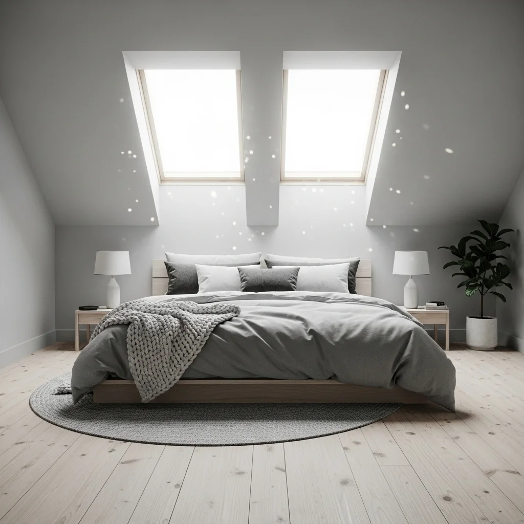  Minimalist Grey Attic Bedroom