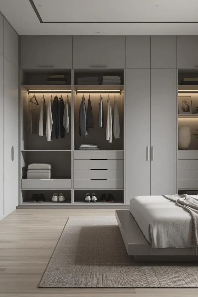 Minimalist Wardrobe with Hidden Handles