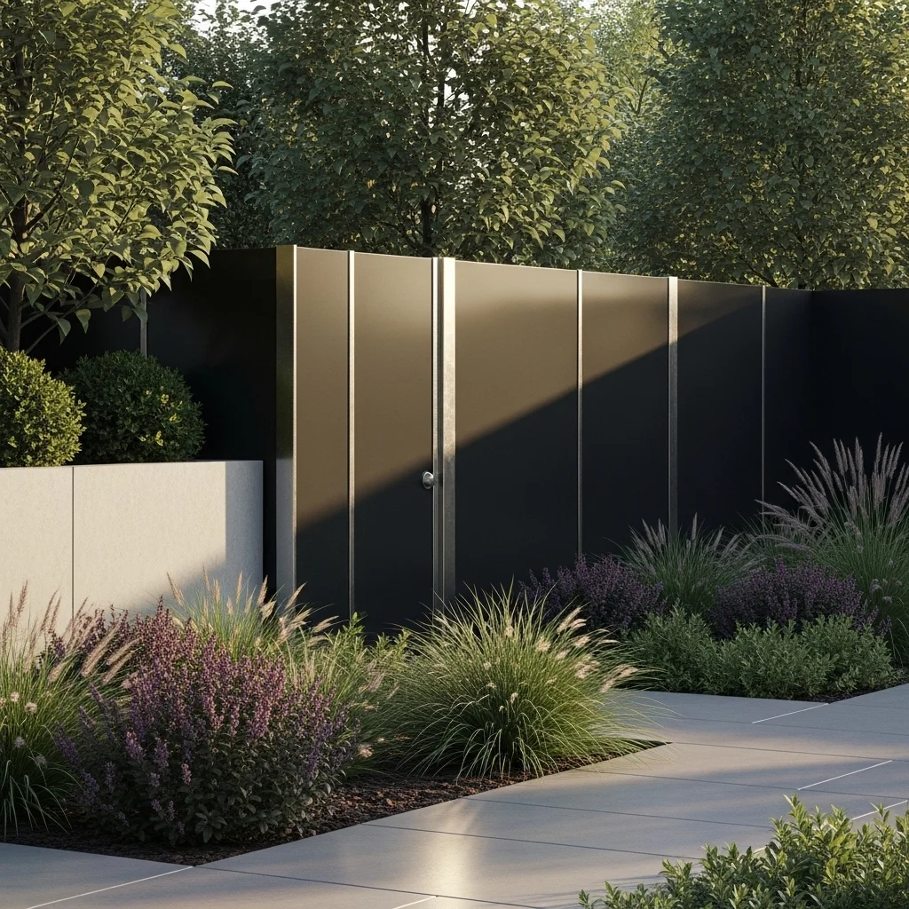 Modern Metal Panel Fence