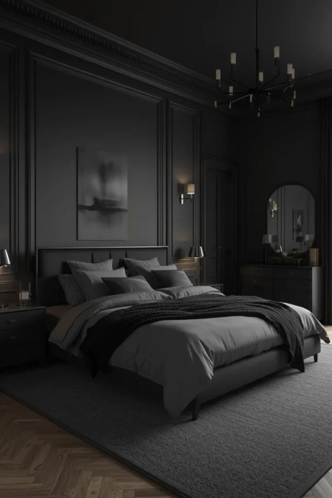 Moody Grey Walls with Black Furniture