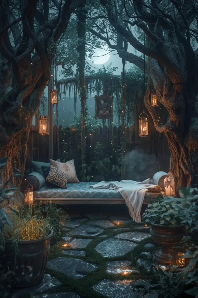 Moonlit Meditation Corner