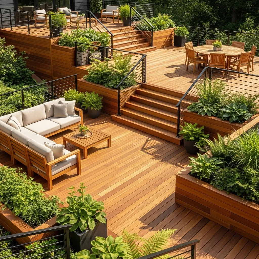 Multi-Level Deck Stairs for Large Spaces