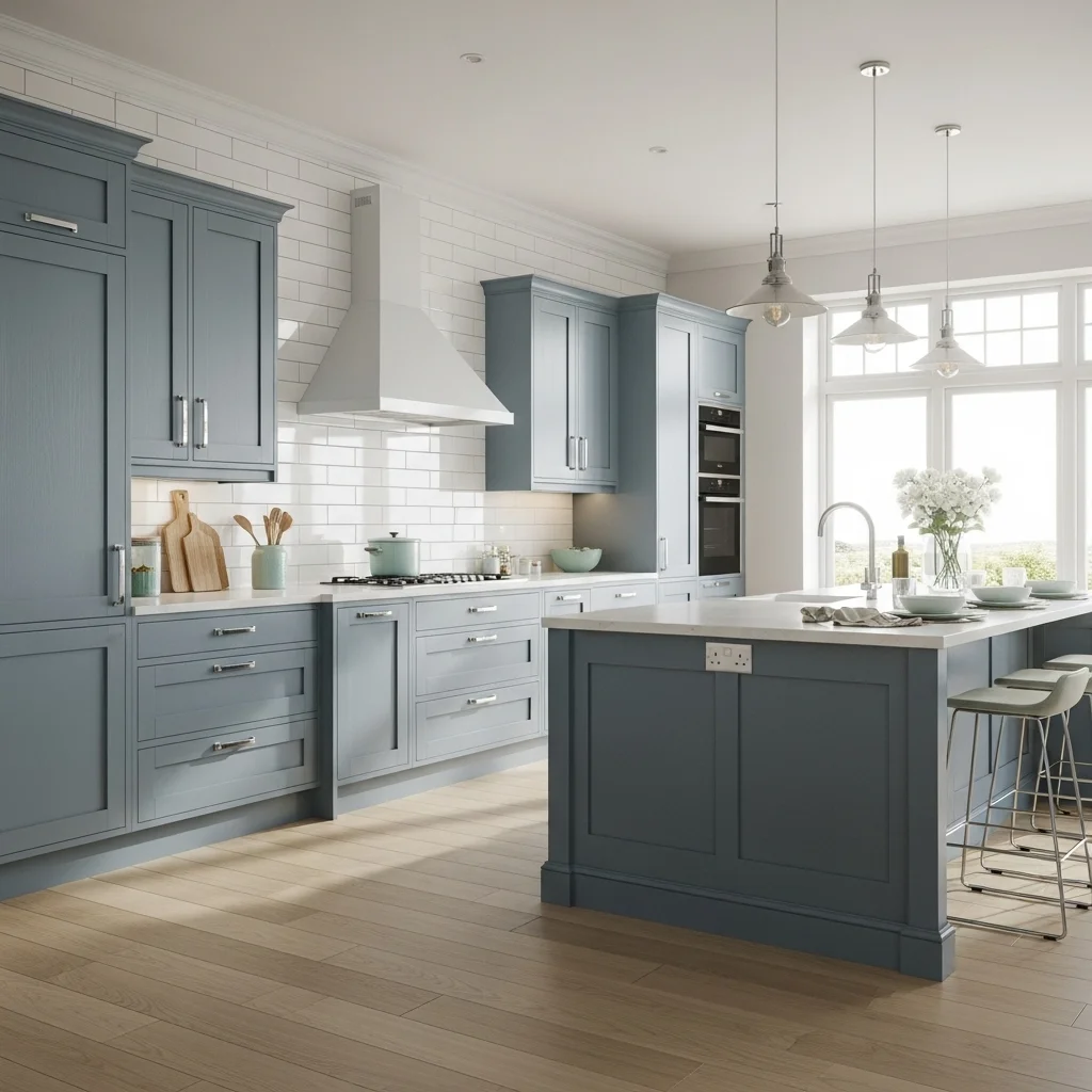 Muted Blue Cabinets