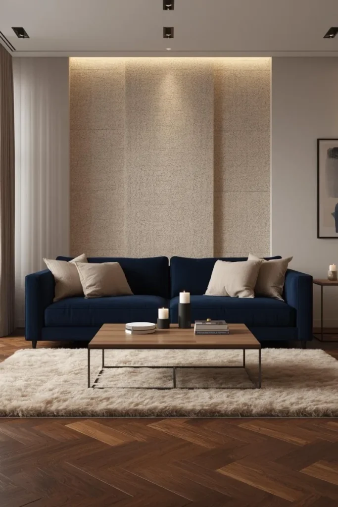 Navy Blue and Beige for Warm Neutral Balance