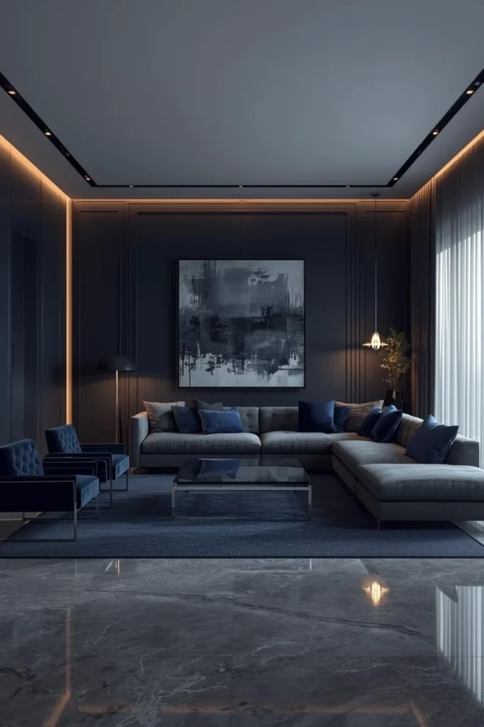 Navy Blue and Gray for Modern Sophistication
