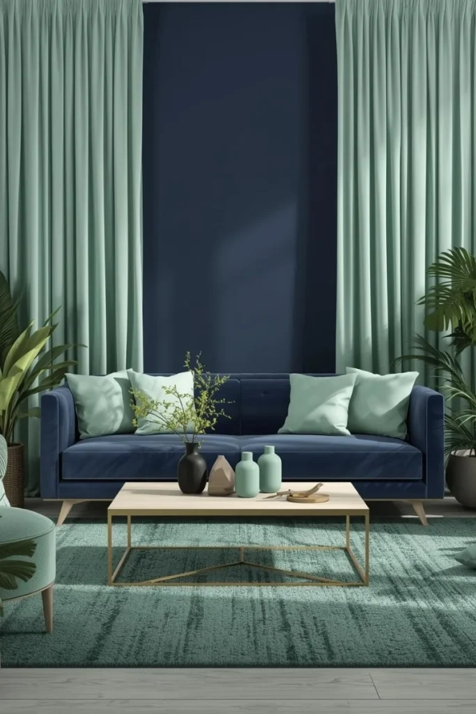 Navy Blue and Mint Green for Fresh Balance