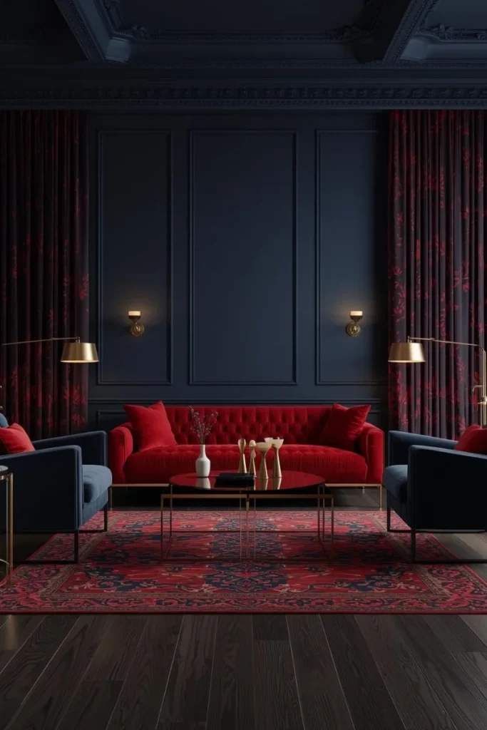 Navy Blue and Red for Dramatic Impact