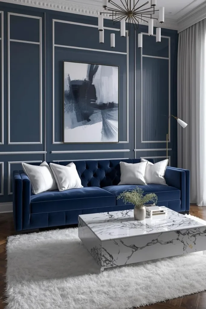 Navy Blue and White for Crisp Contrast: