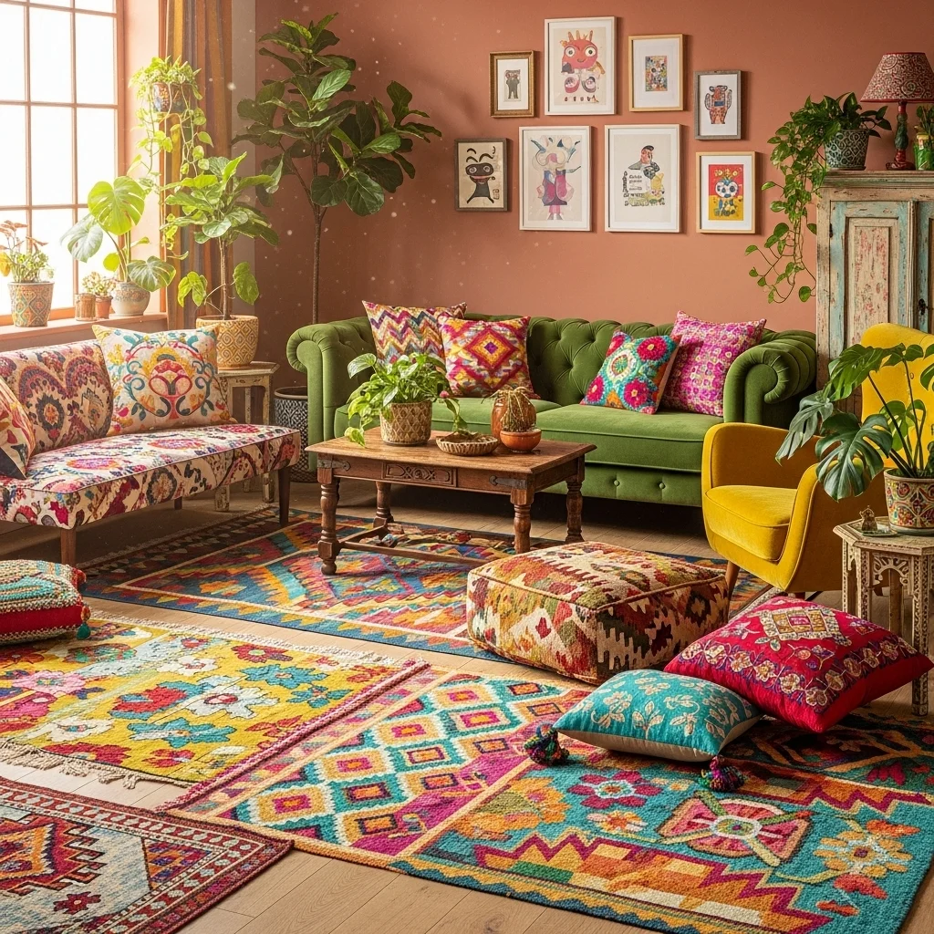 Patterned Rugs and Textiles